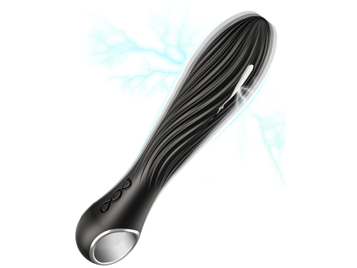 Vibrador Recarregável À Prova D'Água com 7 Modos de Choque Elétrico e 12 Padrões de Vibração para Mulheres Preto VEANXIN