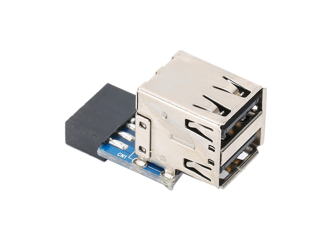 Adaptador De Expansão Usb 9pin Para 2 Usb2.0 Para Placa Mãe Pc, Azul Luz Dourada