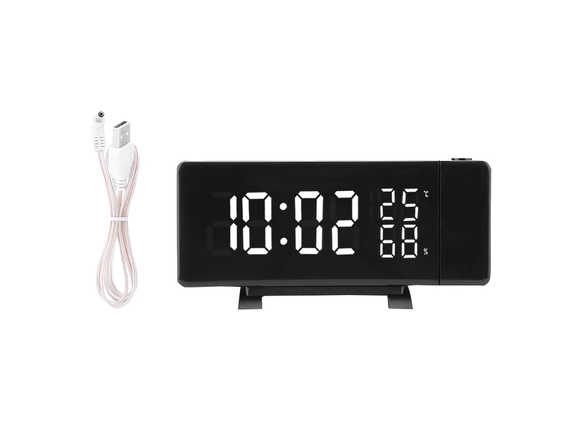 Relógio Digital LED Projeção 3 Cores FM Rádio Temperatura Umidade | S/MARCA