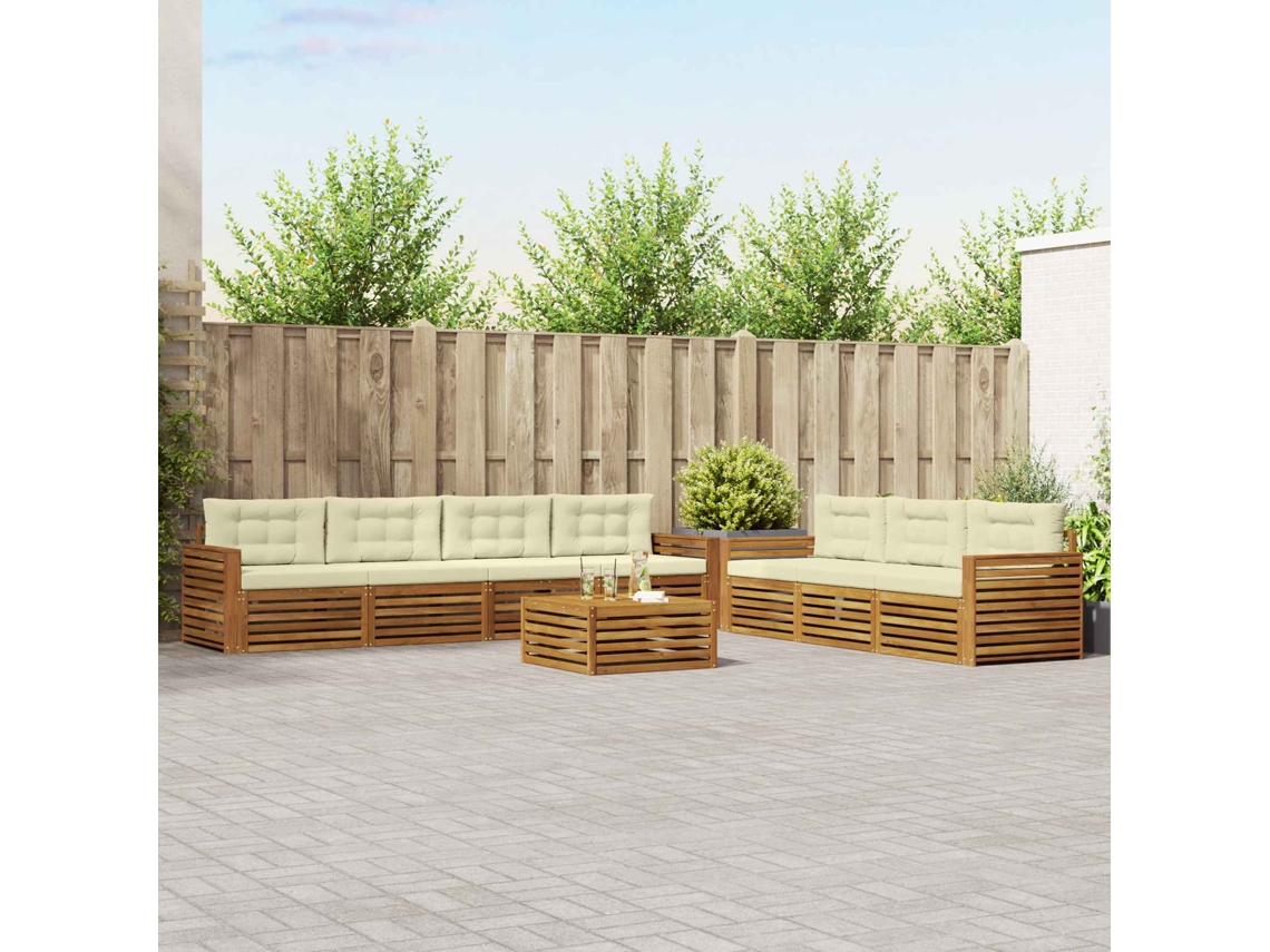 Vidaxl Conjunto De Sofás Para Exterior 8 Unid. Natural E Creme