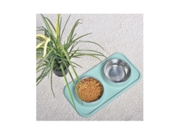 Tigela Dupla Antiderrapante e Impermeável para Animais de Estimação com Bandeja para Alimentos AQUAFORGE