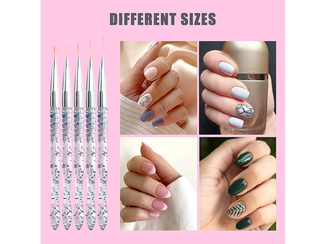 Conjunto Com 5 Pincéis Para Nail Art, Acrílico