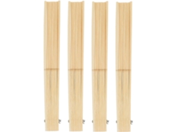 Conjunto 4 Armações Leque Dobrável Japonês Bambu Metal Portáteis Leves Ideais Artesanato Decoração Bege GOKOCO