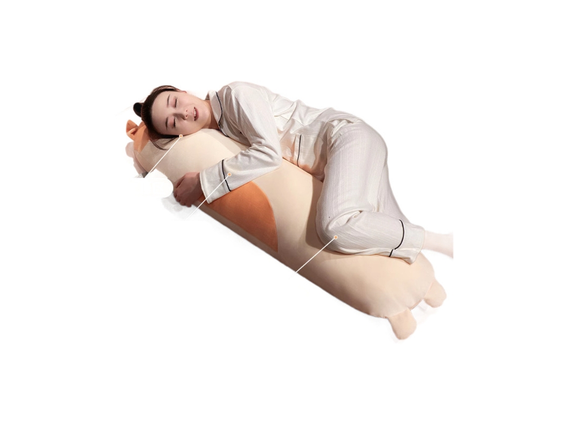 Almofada Longa de Pelúcia Formato Gato e Cachorro para Cama, Sofá, Decoração, Travesseiro para Pernas Cinza CHABERLU