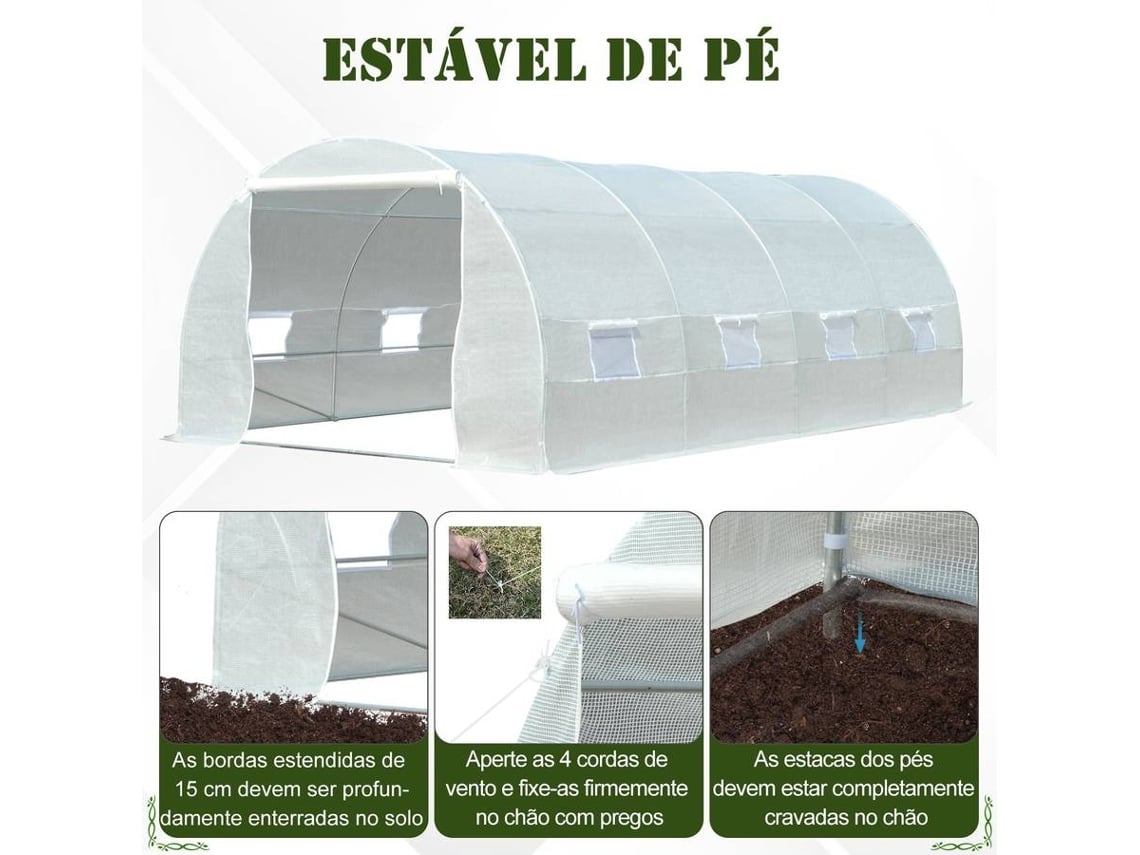 Estufa OUTSUNNY 845 120 Com 8 Janelas Branco 600 X 300 X 200 Cm estufa-outsunny-845-120-com-8-janelas-branco-600-x-300-x-200-cm