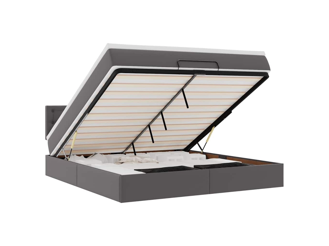 Cama Otomana com Colchões LED Couro Artificial 180x200 cm com MAISON EXCLUSIVE