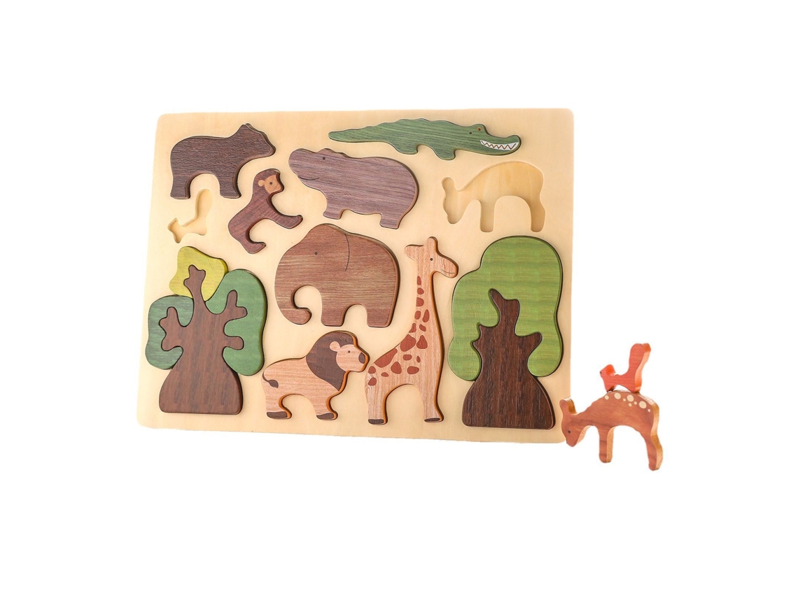 Quebra cabeça de Madeira com Animais da Floresta para Educação Infantil CHENNNLS