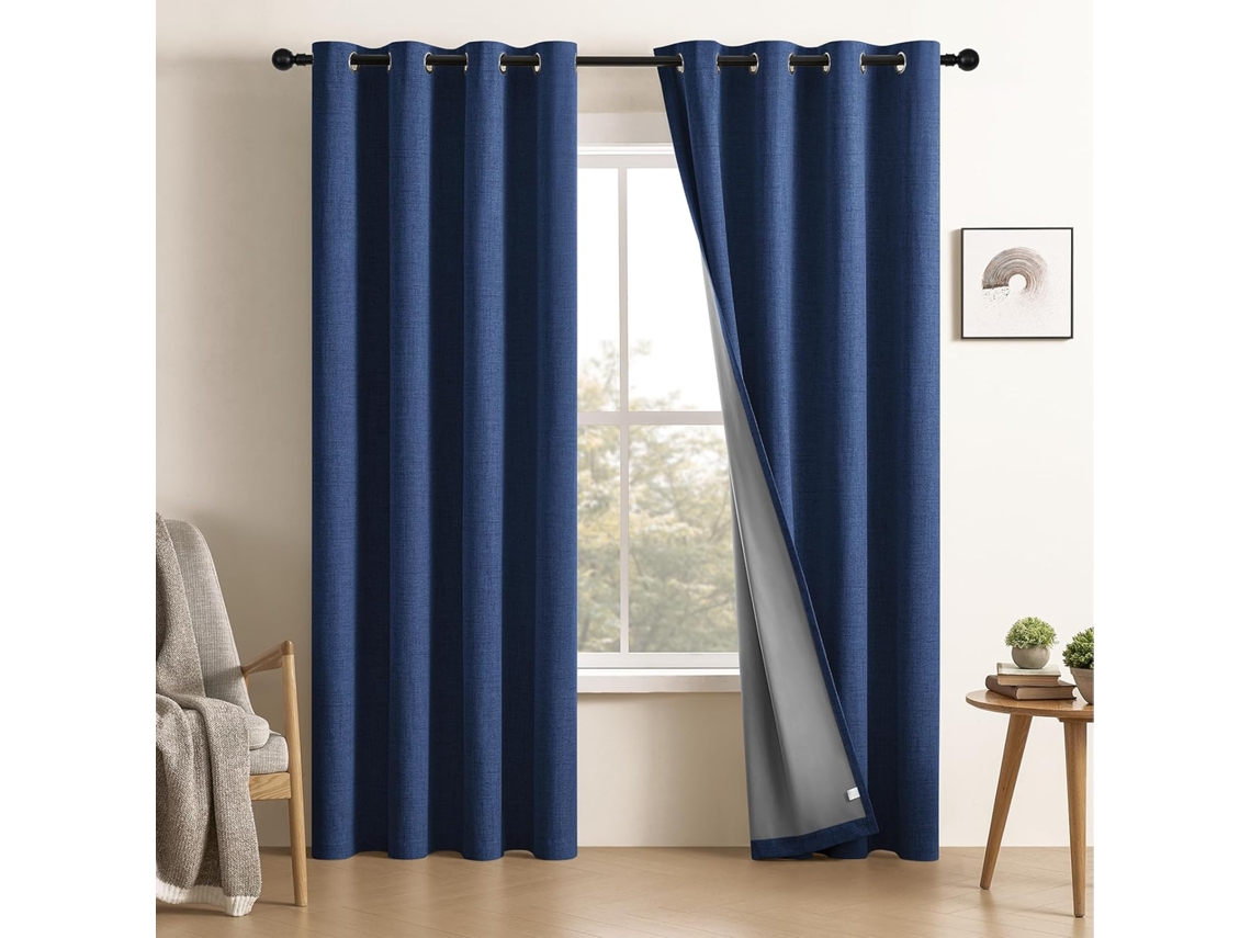 Cortinas Blackout 99 Total, Comprimento 40 Para Tratamento De Janelas, Cortinas De Linho Sintético Com Isolamento Térmico Para Quarto