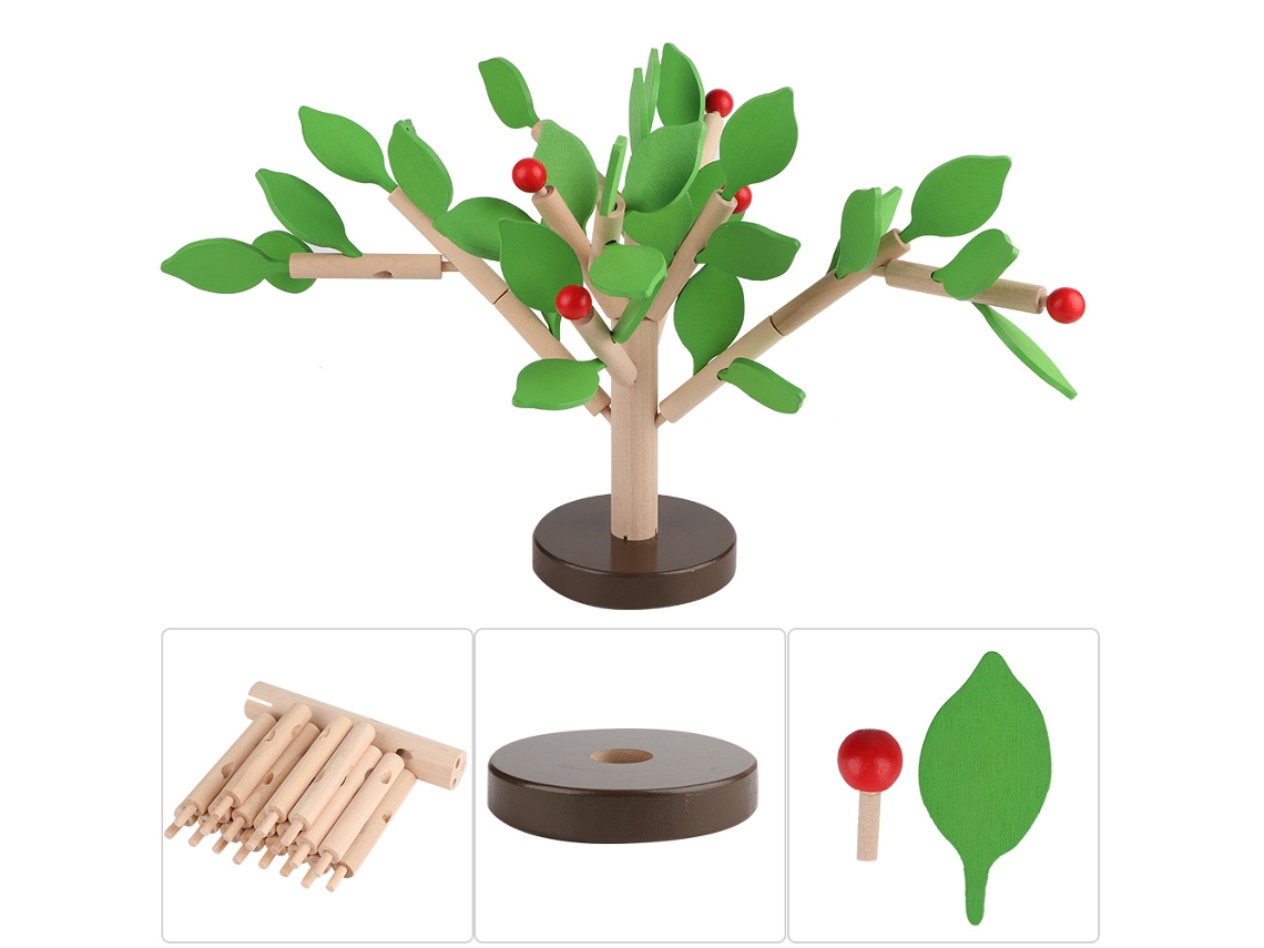 Conjunto De Bloques De Madera Árbol Juguete De Rompecabezas Diy Montaje 3d (hoja Verde)