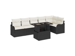 Maison Exclusive - Conjunto De Sofá De Jardim 7 Pcs Preto Rattan De Polipropileno