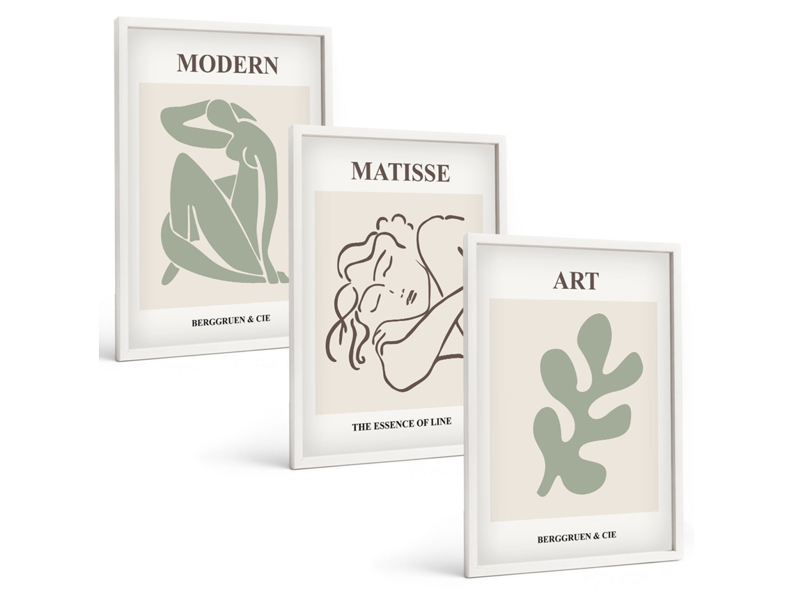 Conjunto De Pinturas Design Elegante Com Figuras De Plantas Espelharte (3 Peças 40x60 Cm)