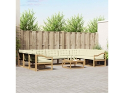 Vidaxl Conjunto De Sofás Para Exterior 10 Unid. Branco E Creme
