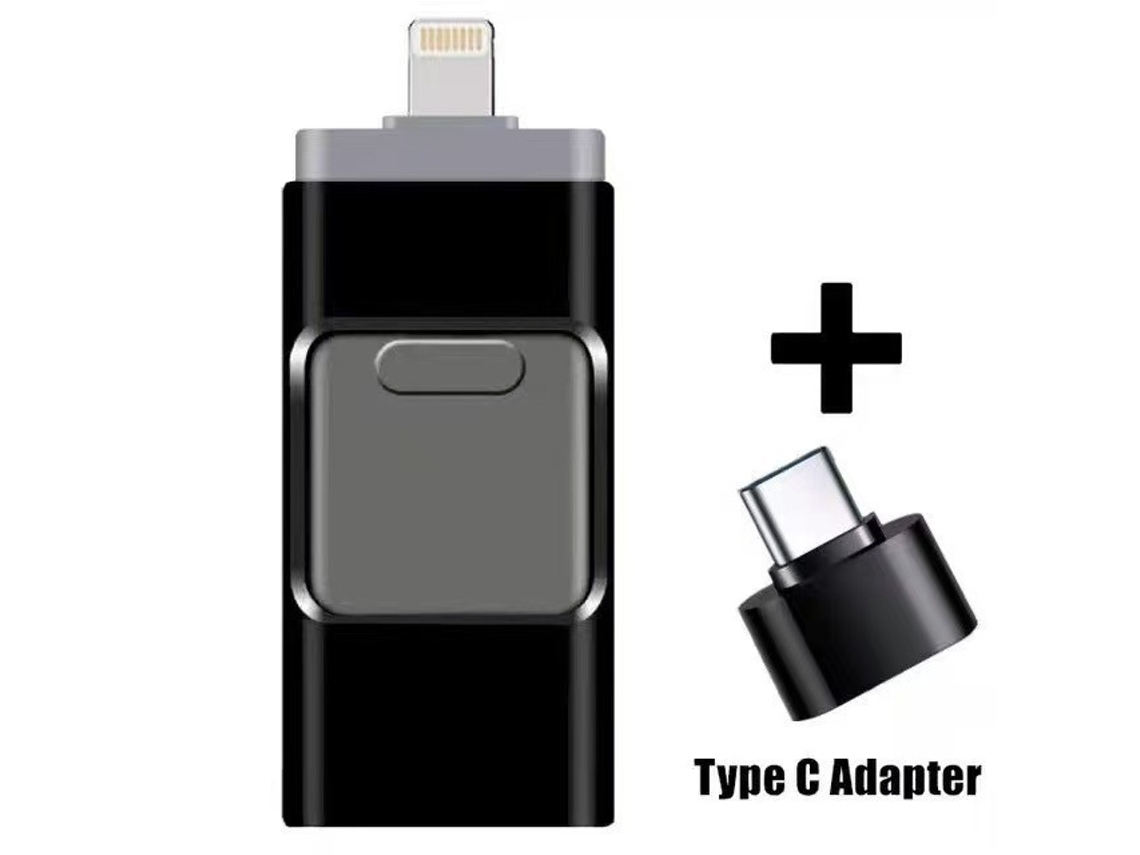 Pen Usb 3.0 de 64 Gb para Android e Iphone HENTEN HOME (preto)