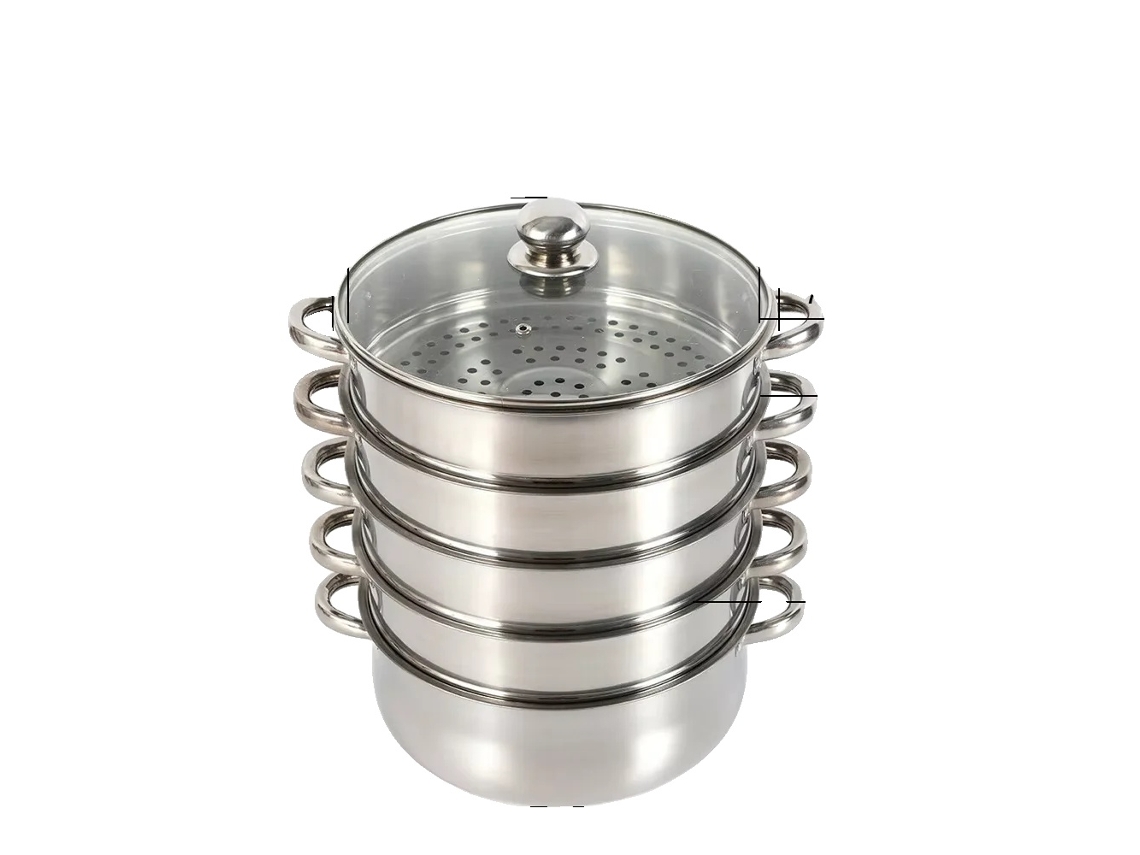 Vaporera, Aço Inoxidável, Design Em Múltiplas Camadas, 26cm