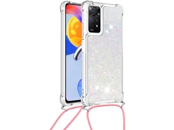 Correia Espumante Nota Líquido para Xiaomi Redmi Note 11 Pro 4G/5G HONGWE. Pele Sintética Textura Macia Anti-Choque Prateado