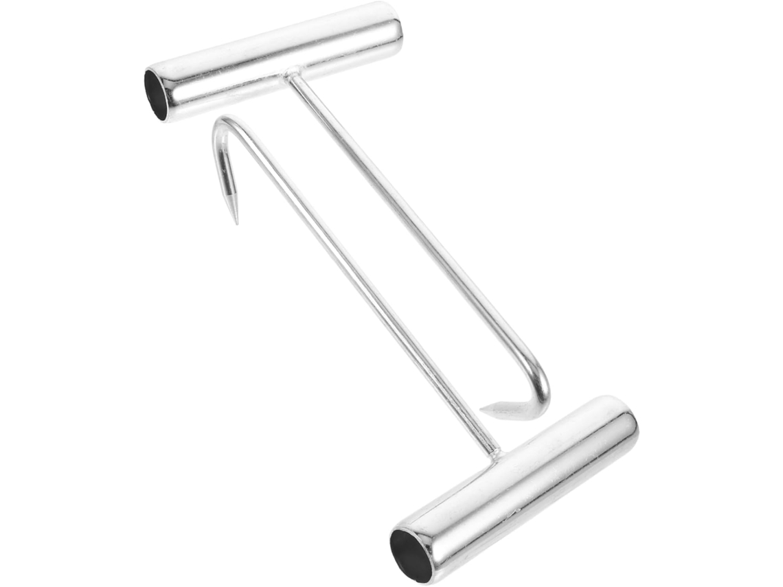 Conjunto De 2 Ganchos Ferro Com Cabo Em T Para Processamento Carnes. R