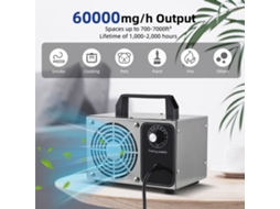 Gerador de ozônio 60000mg/h aço inoxidável purificador de ar remoção de odores com timer portátil S/MARCA