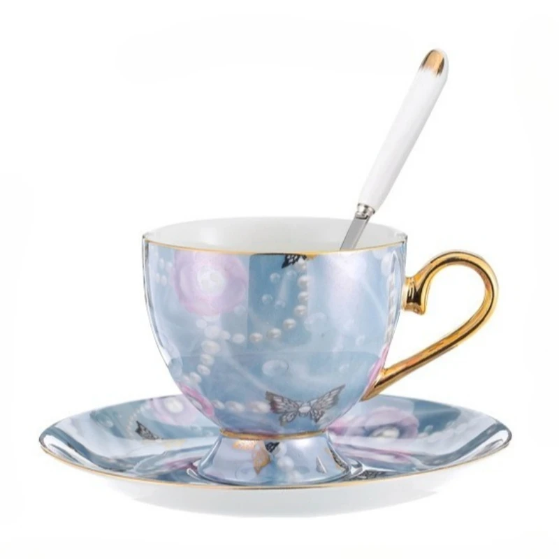 (estilo B 200ml) Caneca De Café Em Cerâmica Com Textura Perolada, Estilo Europeu, Caneca De Luxo Para Escritório, Xícara De Chá Com Borda Dourada.