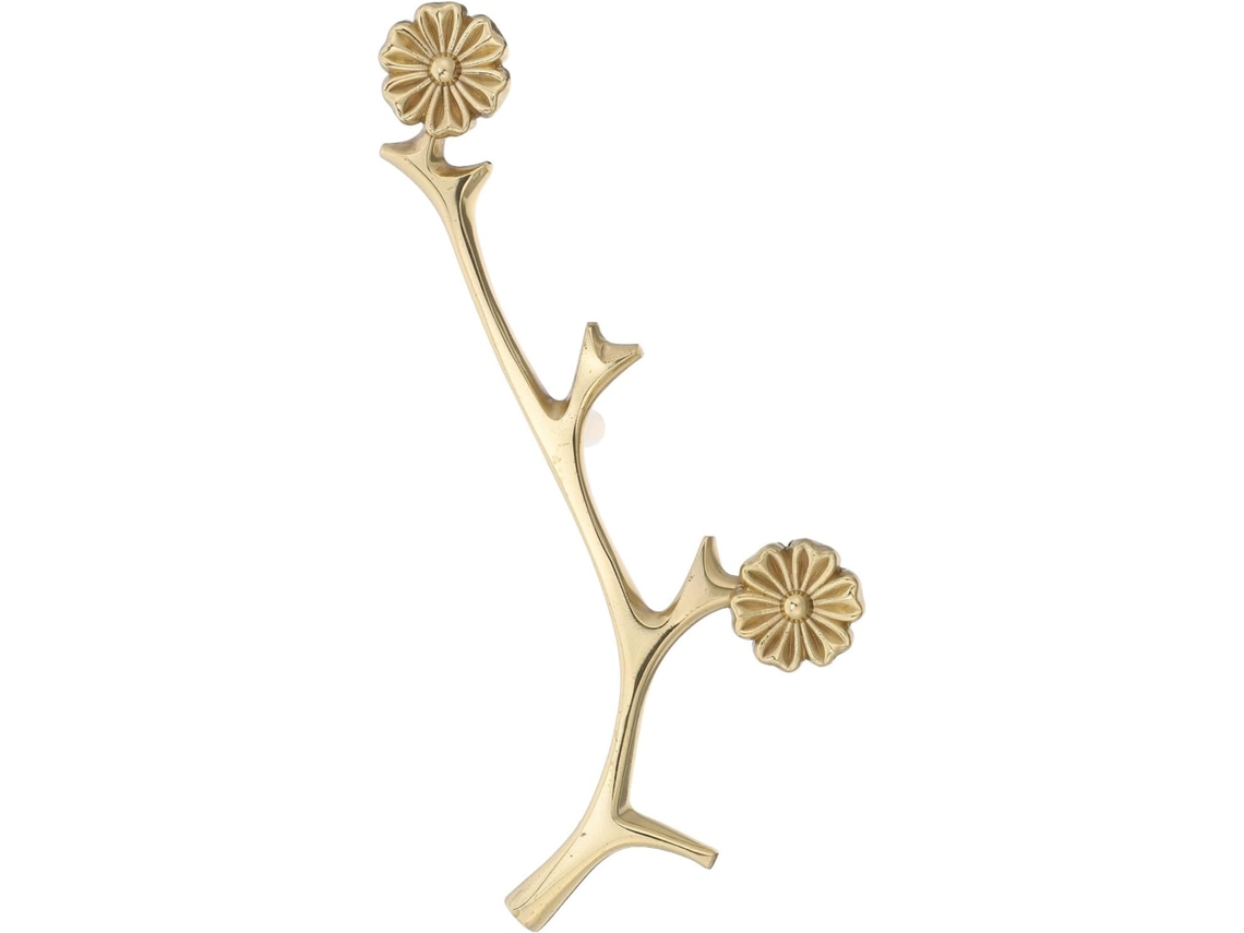 Puxador De Armário Vintage Em Latão Dourado Com Design Chifre Veado E Flor Ameixa, Fácil De Instalar E Com Pegada