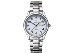 Reloj De Pulsera Para Hombre Acero Inoxidable Impermeable Cuarzo (dial Blanco)