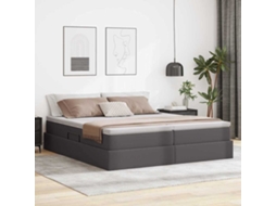 Vidaxl Cama Com Arrumação E Colchão Com Colchão Cinzeto 200 X 200 Cm