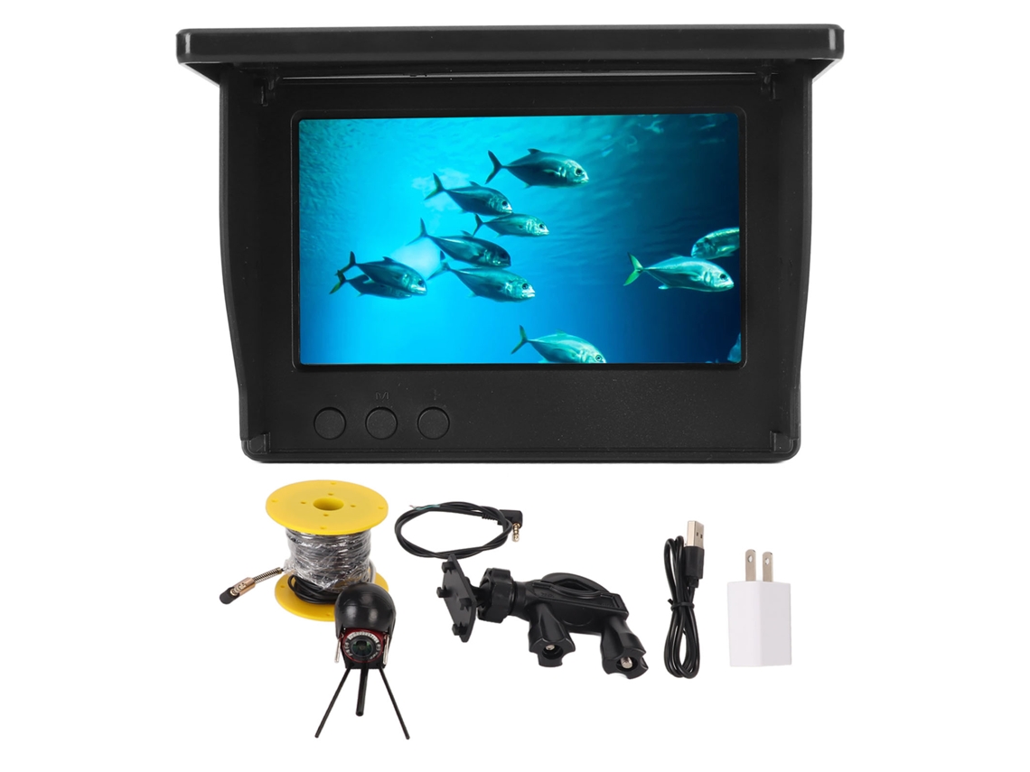 Danu detector de Peixes com Tela Ips 4.3 Polegadas Câmera Subaquática 195° Ângulo Amplio Ip68 15m Bateria 10000mah Plug Us