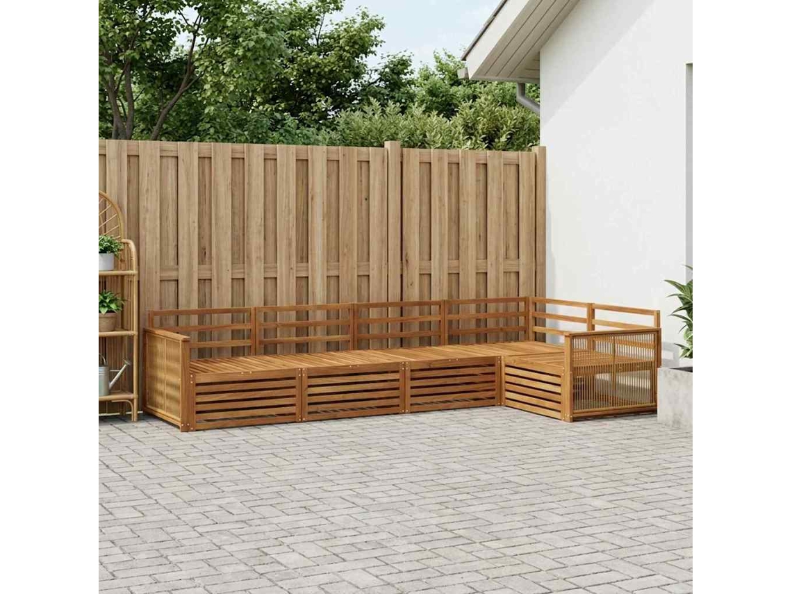 Vidaxl Conjunto De Sofás Para Exterior 5 Unid. Natural