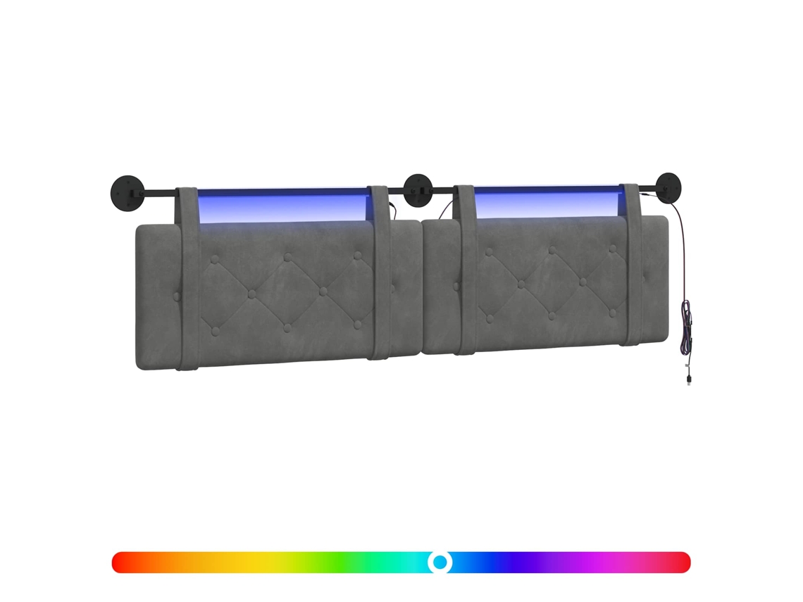 Cabeceira Suspensa com Luz Led Cinzento escuro Veludo MAISON EXCLUSIVE