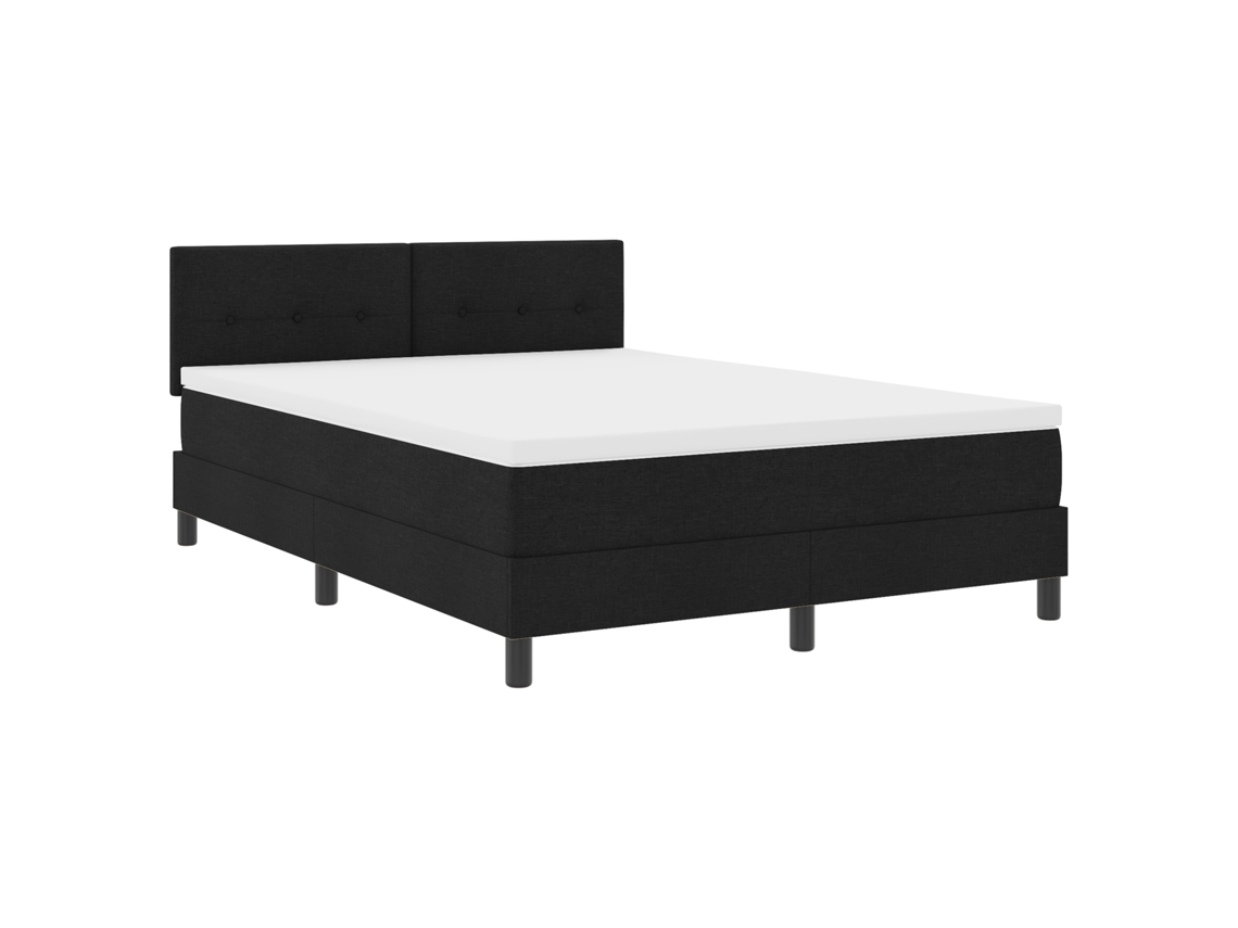 Cama Box Spring  Com Colchão & Led Preto Vidaxl Tecido (140x200 Cm)
