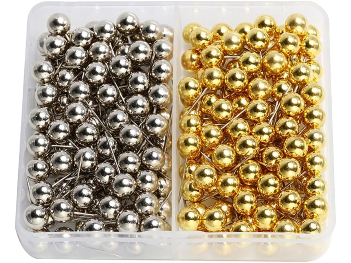 Tofficu 200 Pinos Redondos de 6mm, Padronizados e Transparentes, em Formato de Bola, Feitos de Plástico e Aço Inoxidável