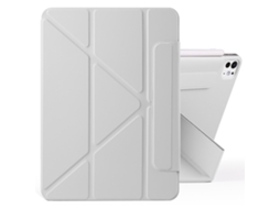 Capa Para Ipad Air 6 M2 2024 11 Polegadas Magnética Destacável Com Design Y-fold E Fecho Magnética Cinza