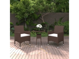 3 Pcs Conj. Bistrô De Jardim Vime Pe E Vidro Temperado Marrom Dkd Home Decor