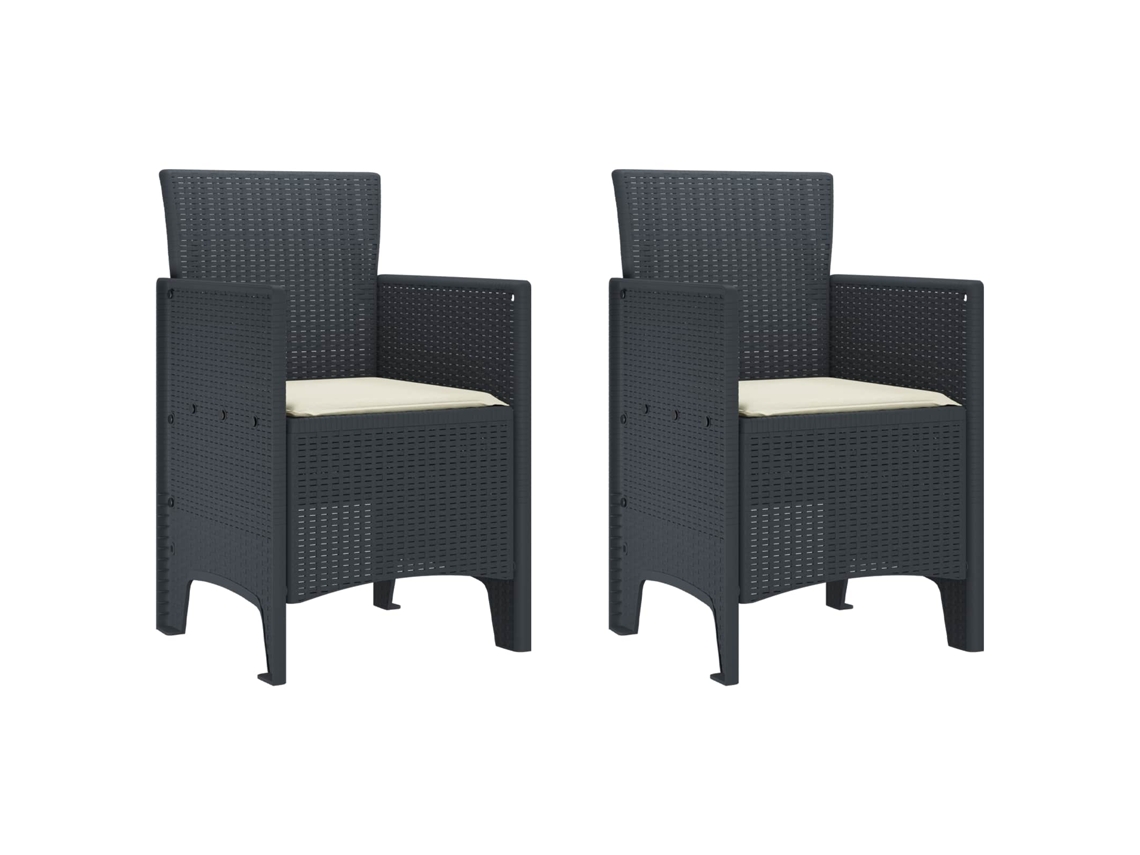 Vidaxl Cadeira De Jardim 2 Unid. Antracite Polipropileno