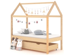 Vidaxl Estrutura De Cama Para Crianças C/ Gaveta 70x140cm Pinho Maciço