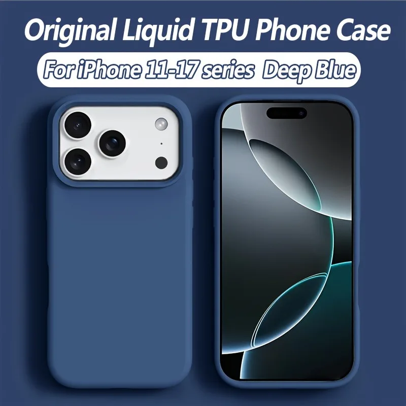 Capa De Silicone Líquido À Prova De Choque Para Iphone (iphone 14 Pro Max Azul), Capa Protetora Macia.