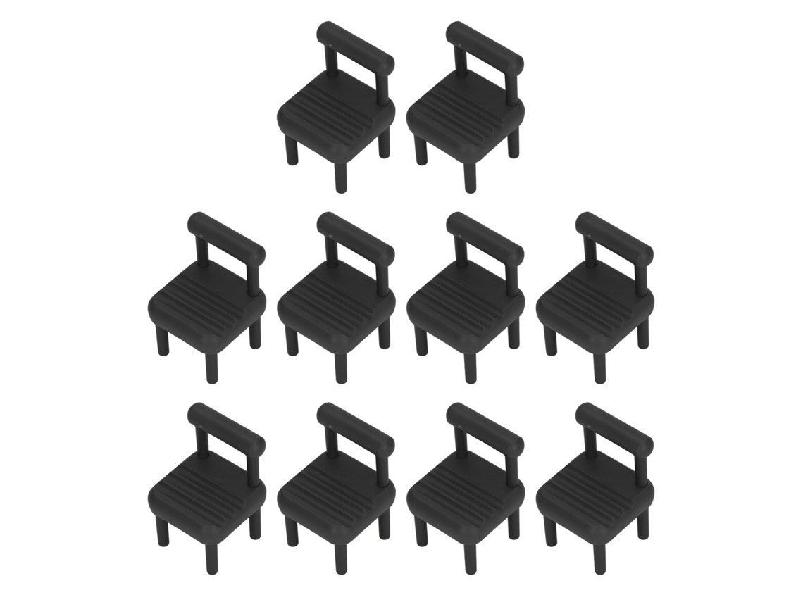 Primerox 10pcs Cadeiras de Jantar Miniatura 1:12 Mobília Casinha de Bonecas Preto Detalhes Reais