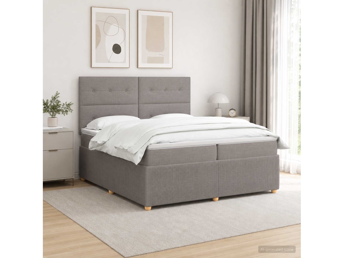 Vidaxl Cama Box Spring Com Colchão Cinzento-acastanhado 200 X 200 Cm