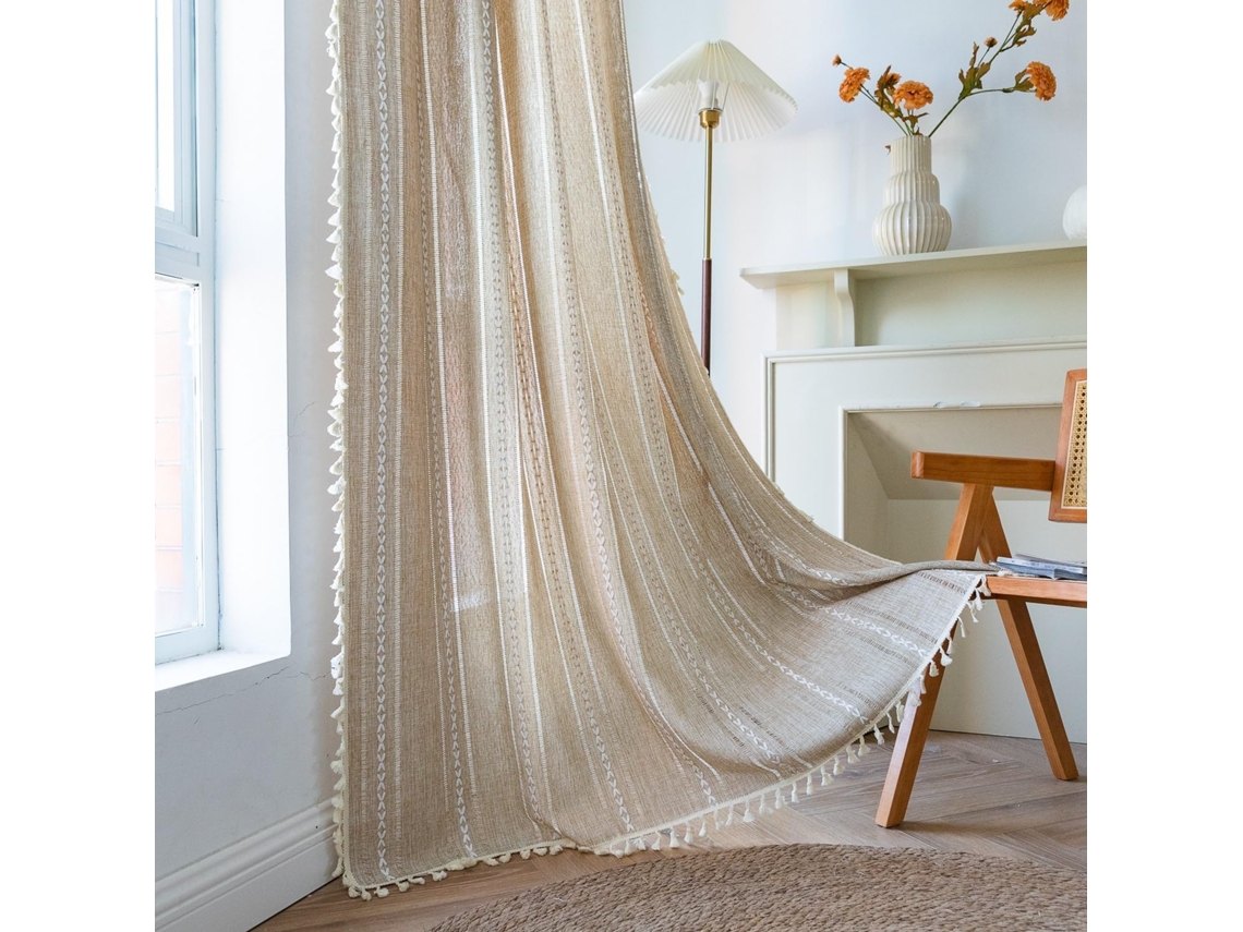 Single-panel Bohemian Style Curtains, Sheer French Style, Suitable For Bedrooms And Living Rooms (132x213cm)