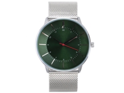 Relógio de pulso masculino analógico em liga metálica com mostrador redondo e movimento de quartzo (branco e verde)