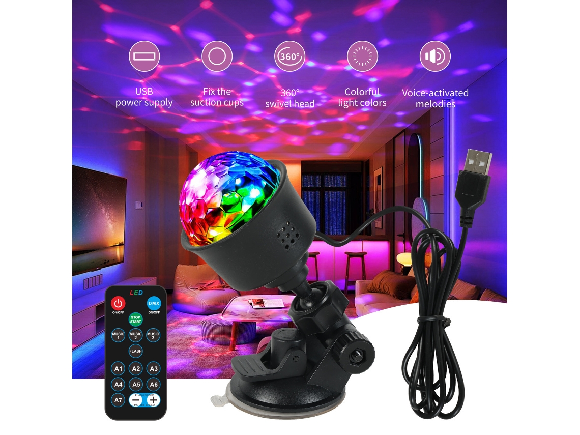 Kit 2 Luzes Ambiente Usb Com Mudança De Cor E Comando Remoto Para Carro, Casa, Quarto E Festas
