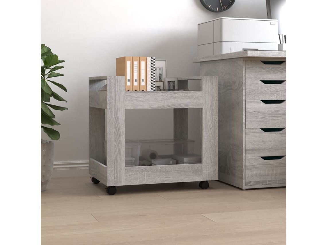 Vidaxl Trólei Secretária 60x45x60 Cm Derivados Madeira Sonoma Cinza