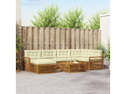 Vidaxl Conjunto De Sofás Para Exterior 7 Unid. Natural E Creme