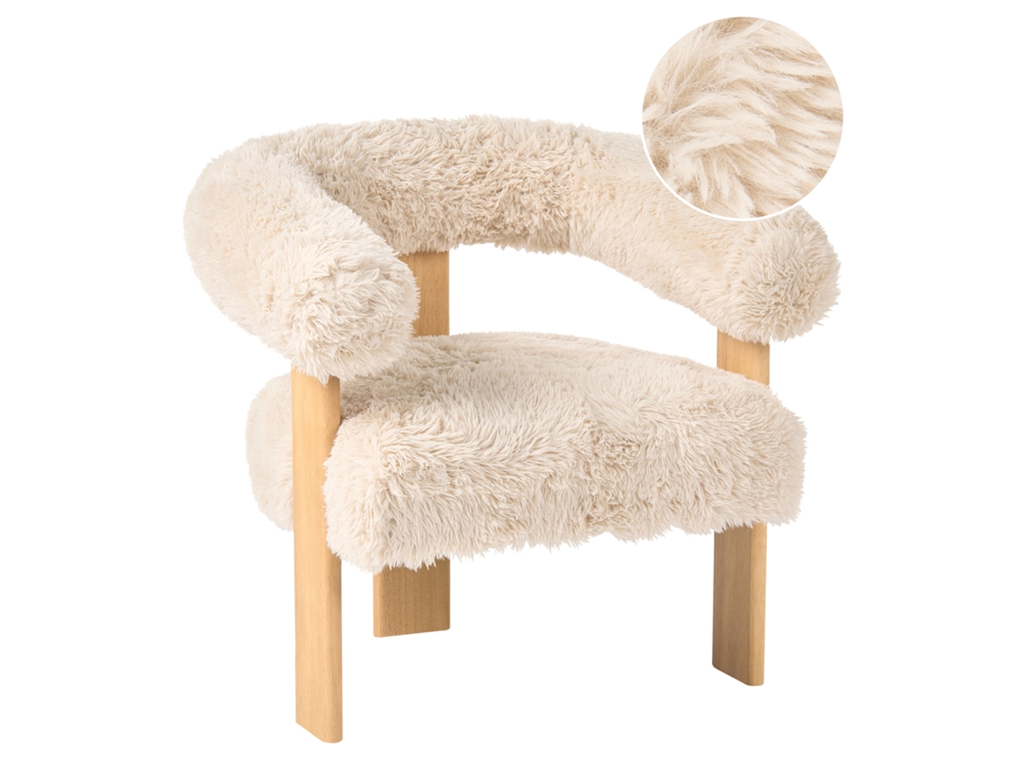 Sillón Beliani Ilbro De Pelo Sintético Blanco 77x68x76