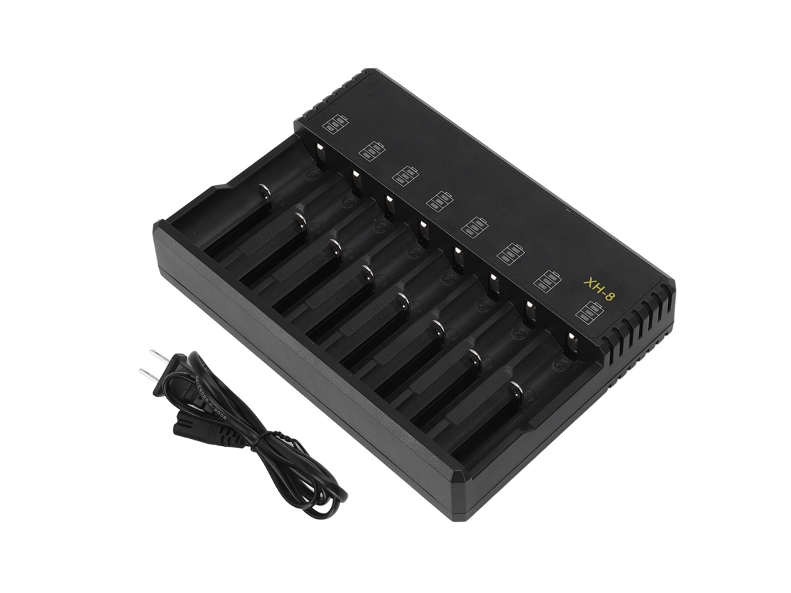 Carregador de bateria de lítio 8 slots 3.6V 3.7V para 10440 14500 16340 18650 26650 | S/MARCA