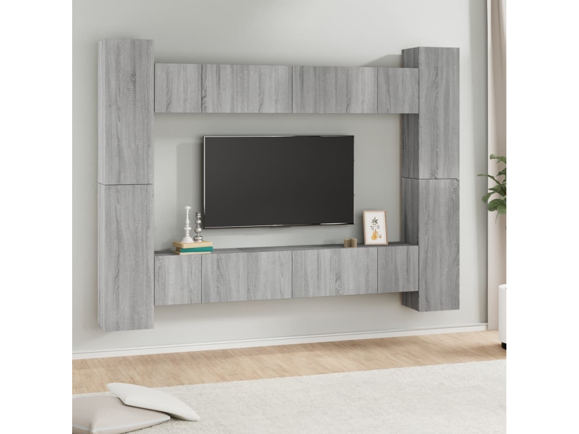 Tv Cabinet Set, Tv Cabinet Sets Vidaxl Cinzeto Madeira Processada (n/a)
