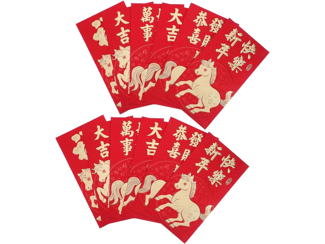 60 Envelopes Vermelhos Chineses Com Glitter - Envelopes Da Sorte Para Dinheiro
