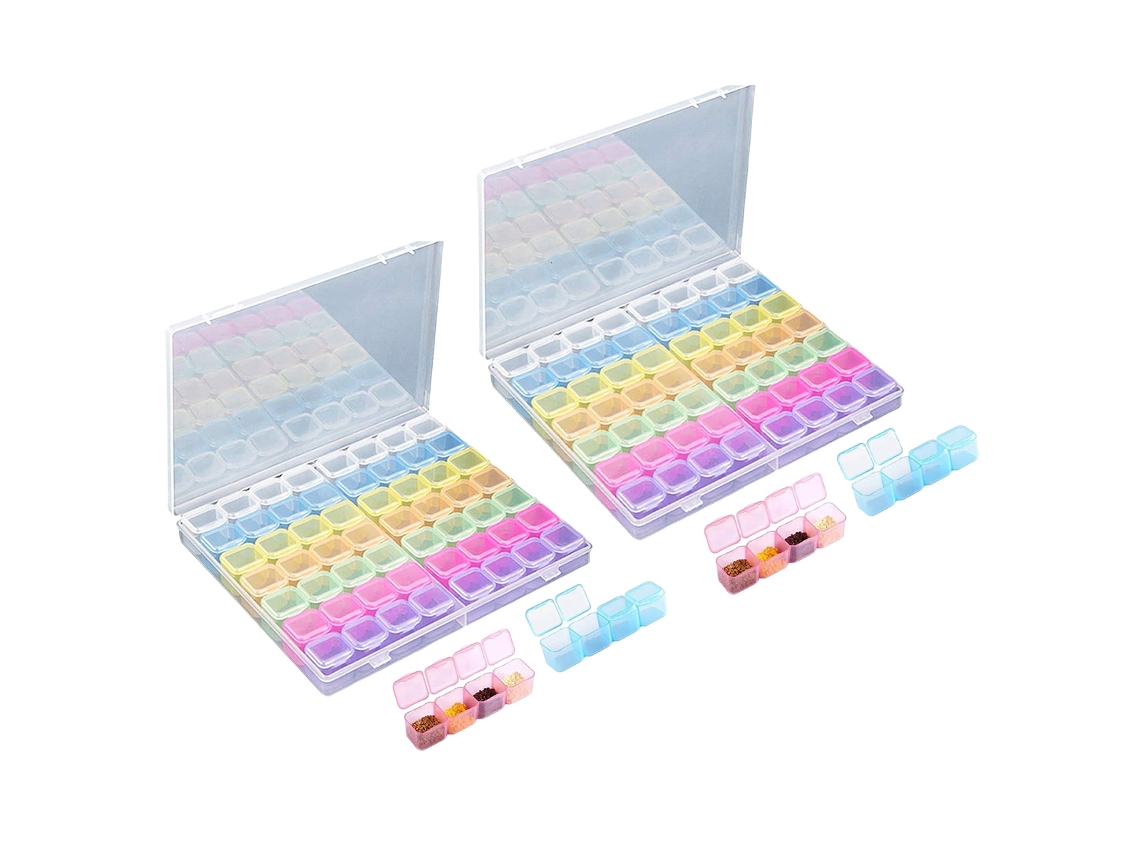 KOFIHETY 2pcs Recipientes De Armazenamento Para Contas De Pintura Com Diamantes, 56 Divisórias Caixa Plástica Para Organizar Contas Acessórios Para Bordado Dia