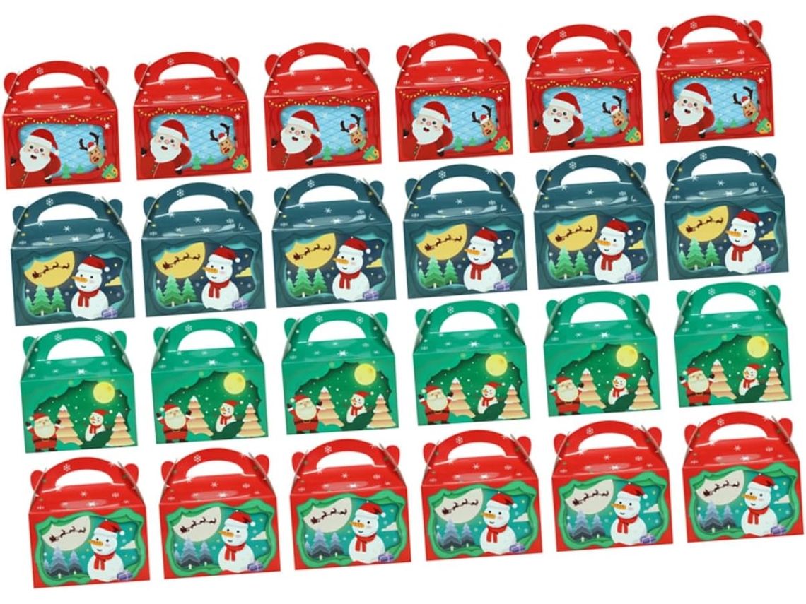 Conjunto De 24 Caixas Para Embalar Doces De Natal, Biscoitos E Presentes.