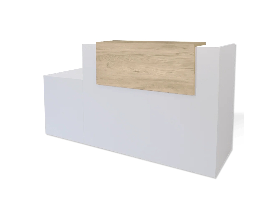 Balcão De Recepção Básico, 80 Cm, Adaptado Para Pessoas Com Mobilidade Reduzida. Direito. 117,5 X 200 X 65 Cm. Carvalho. Ofilike