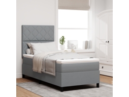 Cama Com Estrado E Colchão Com Luz Led Em Cinza Claro, 100 X 200 Cm Tecido